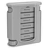 WELLGRO Tablettenbox für 7 Tage - Mit 4 Fächern pro Tag, Pillendose aus BPA-freiem Kunststoff (Grau)
