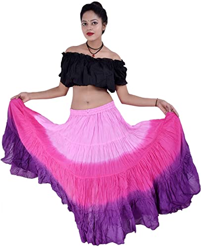 Wevez Women’s 12 Yards American Belly Dance 4 Tiered Long Cotton Skirt(Prj) #TOP3