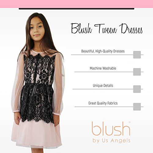 Blush Lace Dresses for Girls – Soft Knit Lined Girls Dresses with Floral Textures, Size 7-164