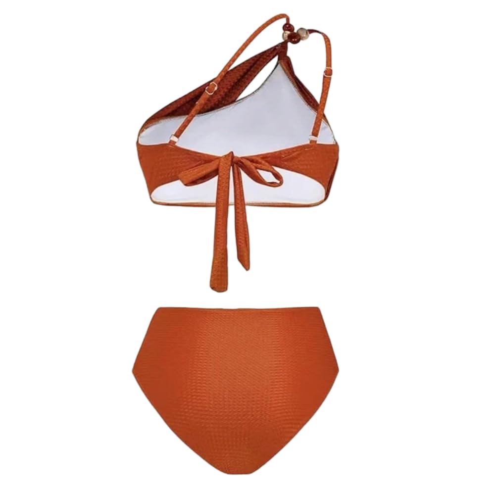 Conjunto de Bikini de Cintura Alta de poliéster con un Hombro