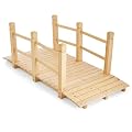 MAT EXPERT 5FT Wooden Garden Bridge, Sturdy Outdoor Pond Bridge with Safety Railings, Garden Pathway, Decorative Landscape Footpath for Backyard, Patio, Creek & Farm Decoration (Natural)