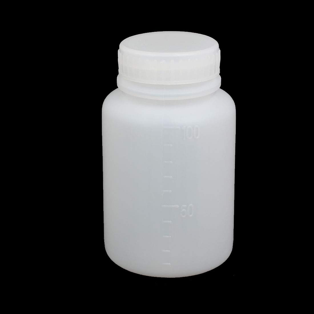 Aexit 100ml 28mm gauge Dia Wide Mouth HDPE Plastic Round Graduated Bottle White 10pcs