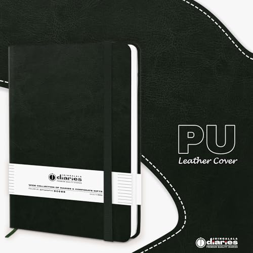 Image of Jhingalala Diaries - Hardbound Leather Cover Pocket Size Corporate Executive Diary Notebook I Pocket Diary For Men and Women I A6 Size I 80gsm Paper I 192 Ruled Pages (Green)