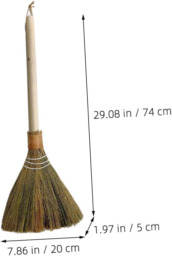 TIDTALEO Hand Woven Straw Broom with Removable Handle 74cm, Fan-Shaped Dust Removing Household Broom for Indoor Cleaning Supplies and Desktop Use