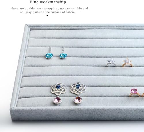 Image of Ring Velvet Jewellery Drawer Organizer Tray Stackable Jewellery Tray for Drawer(Grey)