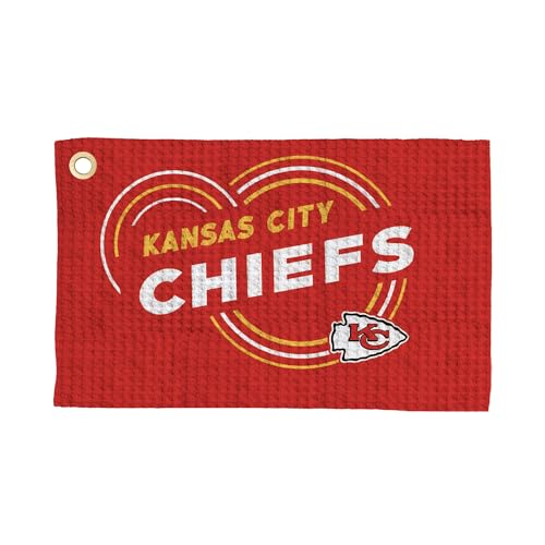 Northwest NFL Kansas City Chiefs Golf Towel – Official Licensed Microfiber Waffle Fabric, Absorbent 16x25 in Club Cleaning Accessory, Droplets Design