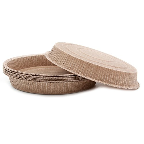 Ecobake Paper Pie Pans Round Easy Release, Faster Baking | No Grease Needed | Set Of 10 Brown Paper Baking Pans | Size B 5 3/4 X .79 Inches #TOP28
