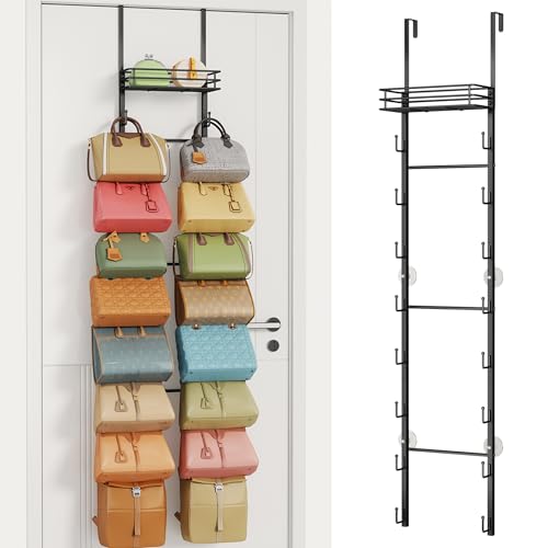 HapiRm Over Door Handbag Organiser - Wall Mounted Bag Rack Holds to 16 Bags