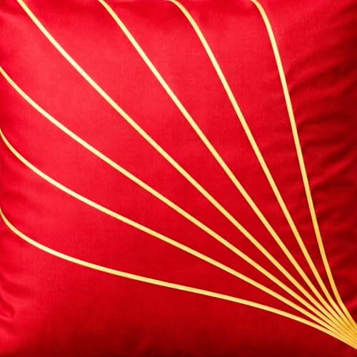 Image of LOFEY Dupion Silk Cushion Cover, 16 x 16 Inch (40 x 40 cm), Decorative Sofa Pillow Cover, Zipper Closure (2, Red)