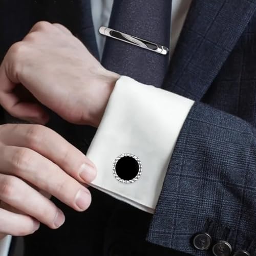 Viking Rune Cufflinks for Men in 925 Sterling Silver & Black Onyx - Grooms Wedding Gift, Fathers Day Present, Tuxedo Accessories2