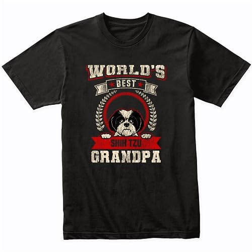 VidiAmazing World's Best Shih Tzu Grandpa Dog Breed T-Shirt - Shih Tzu Shirt ds2942 T-Shirt (S) Black