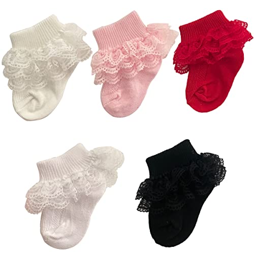Newborn Baby Girls Socks Lace Ruffle Frilly Ankle Dress Sock for Infants Toddler2