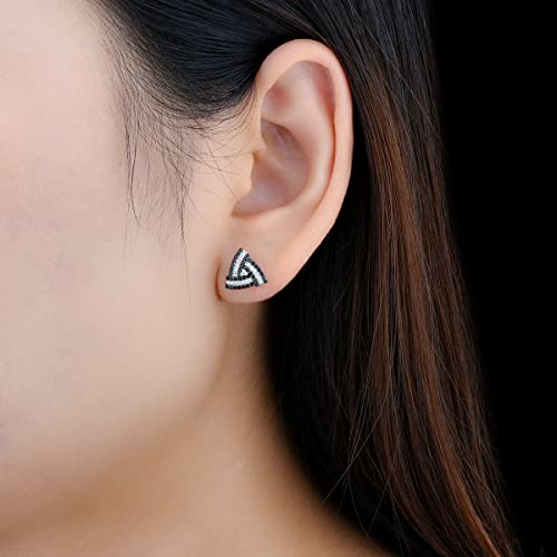 Zhencai Natural Black Spinel Stud Earrings For Women Girls Sterling Silver 925 Setting Gemstone Shining Cubic Zirconia Studs Earring Rhodium Plated Elegant Style Fine Jewelry For Birthday (Black) #TOP1