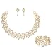EVER FAITH Austrian Crystal Bridal Cream Simulated Pearl Leaf Jewelry Set Clear Gold-Tone
