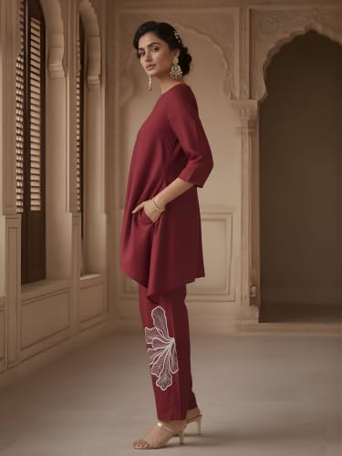 Image of Women's Sequin Embroidered Chanderi Co-ord Set Traditional Style
