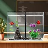 5 Gallon Betta Fish Tank with Divider, Small Aquarium, Fits 2 Bettas, 2.5 Gallon *2 Rooms.(Divider not Removable)