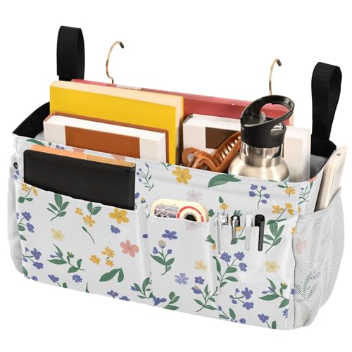 FRODOTGV Bolsa de almacenamiento para mesilla de noche, para revistas, tabletas, teléfonos, personalizados, flores de chocolate, orquídeas, zinnia, Hosta, color blanco