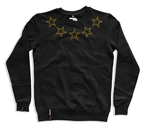 Pistol Boutique Noir Hommes col étoiles Classique Pull/Tricot - Noir, Medium Cover