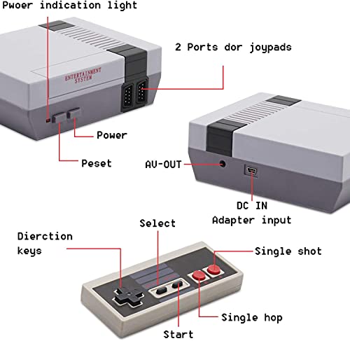 Classic Edition Console，Classic Mini Console,Super Retro Game Console With Built In 620 Old School Video Games, 6-Bit Console With 2 Joysticks, Av Output Handheld Game Player Console For Family Tv #TOP2