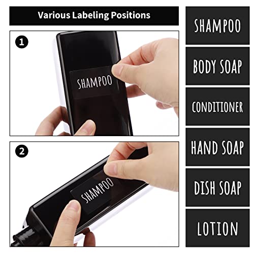 Image of Segbeauty Shower Refillable Dispenser, 3pcs 16.9oz 500ml Pump Press Bottles with Labels, Empty Reusable Plastic Soap Dispenser Bathroom Shower Containers for Body Wash Shampoo Conditioner Lotion Black
