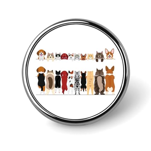 バッジ 円形 徽章 立っている猫犬の顔と後ろ 缶バッジ 胸章 ピンバッチ ボタンブローチ 25mm おしゃれ ネクタイピン コレクション バッグ飾 帽子 胸飾り かばん掛け 工芸品 取付簡単 男女兼用 プレゼント