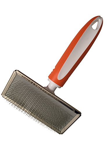 Pixikko Soft Slicker Brush - Medium/Large - For Dogs & Cats Daily Grooming Orange - White #TOP4