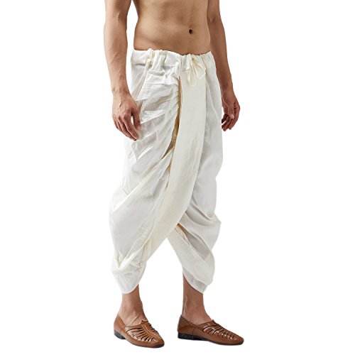Image of SOJANYA (Since 1958 Mens Black Stitched Dupion Silk Dhotis, Size: Freesize