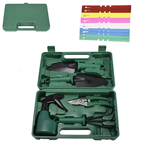 Preisvergleich Produktbild MOUHIV Gartenwerkzeug-Set, 5-teiliges Geschenkpaket mit Pflanzwerkzeugen für Gärtner, einschließlich Schaufel, Schere, Rechen, Wassersprühgerät, Tragetasche, rutschfestem ergonomischem Griff