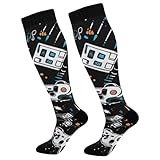 ODAWA Goat Heads and Arrows Unisex Kniehohe Breite Wadensocken Stützsocken für Frauen Lange Socken für Jugendliche und Erwachsene, Videospiel-Controller, Einheitsgr��e