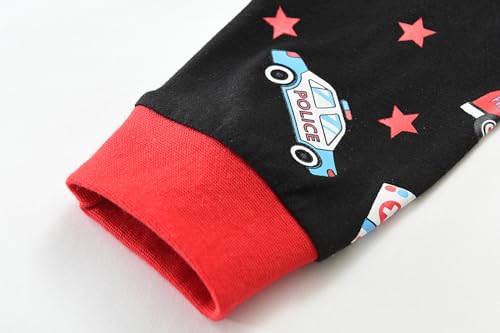 EULLA Kinder Jungen Schlafanzug Langarm Baumwolle Winter Pyjama Set Feuerwehrwagen Zweiteiliger Nachtwäsche 5 Jahre alt Größe 110 J-Grau Feuerwehrwagen Krankenwagen DE 110