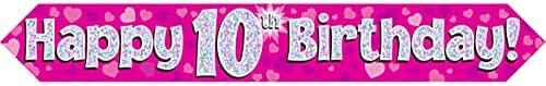 Oaktree UK 9ft Banner Happy 10th Birthday Pink, 9 ft