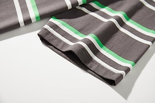 Kliegou Men's Fashion Loose Fit Crewneck Stripe T-Shirt 6206 Grey M #TOP5