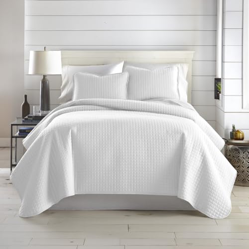 Southshore Fine Living, Inc. White Queen Quilt Bedding Set, Lightweight Bedding Quilts Queen Size Bedspread, Coverlet Full Size, Quilted Coverlet Bed Spread w/Pillow Shams, White Quilts Full Size