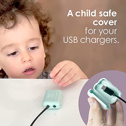 Geddy's Mom - Watch Your Mouth - The Award Winning USB Charger Child Safety Cover - Made in The USA - Baby Proofing Toddler Shock Prevention - 6 Pack (Dusty Aqua) - Image 3