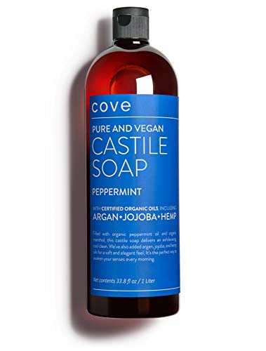 Cove Castile Soap Peppermint - 1 Liter / 33.8 Fl Oz - Organic Argan, Jojoba, And Hemp Oils #TOP5
