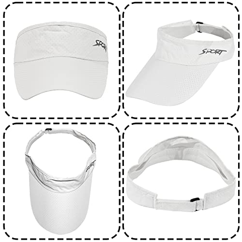 2 Pcs Sport Sun Visor Hat For Womens Mens Quick Dry Visor Hats Uv Protection Golf Hat Beach Visor Hats White 2Pack #TOP3