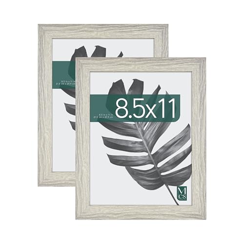 MCS Studio Gallery 8.5x11 Picture Frame Gray Woodgrain, Rectangle Photo Frame for Photos, Posters & Art Prints & Easel for Tapletop Display (2-Pack)