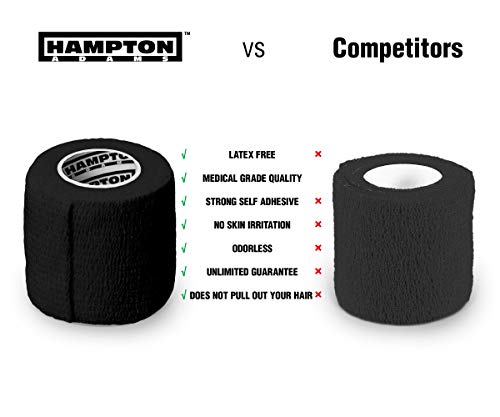 (14-Pack) 2” x 5 Yards | Black Self Adhesive Bandage Wrap – Breathable Self Adherent Wrap for People & Pets - Athletic Elastic Cohesive Bandage for Sports Injury: Ankle, Knee & Wrist sprains