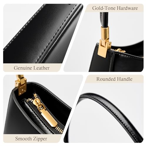 Genuine Leather Shoulder Bag for Women, Crescent Satchel with Zip Closure, Lightweight Handbag4
