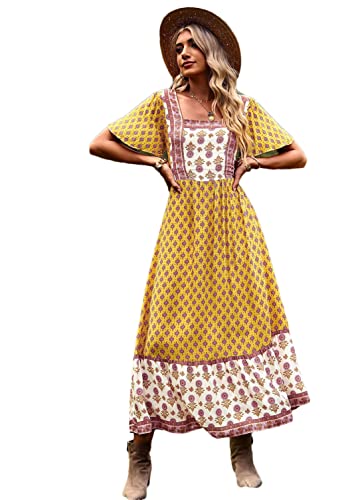 Robe longue d'été ample jaune pour éviter la chaleur et rester élégante en taille M