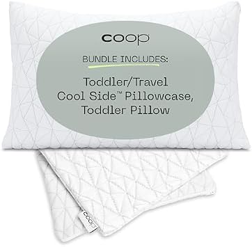 Coop Home Goods The Cool Side Travel Pillow Cover & Toddler Pillow Bundle, Set Includes 1 Cool Side Travel Pillow Cover and 1 Toddler Pillow