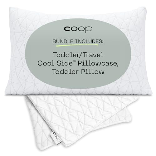 Coop Home Goods The Cool Side Travel Pillow Cover & Toddler Pillow Bundle, Set Includes (1) Cool Side Travel Pillow Cover and (1) Toddler Pillow
