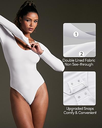 Image of IUGA Bodysuits for Women Tummy Control Body Suits for Womens Compression Slimming Thong Bodysuit V Neck
