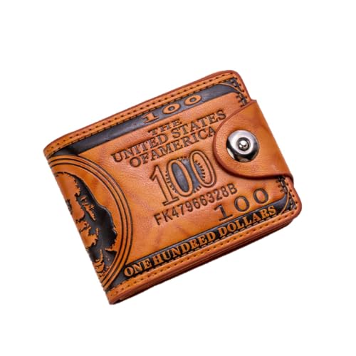 Men's US Dollar Wallet Creative Vintage Wallet Bill Money Bifold Safe Purse With Magnetic Buckle (brown)