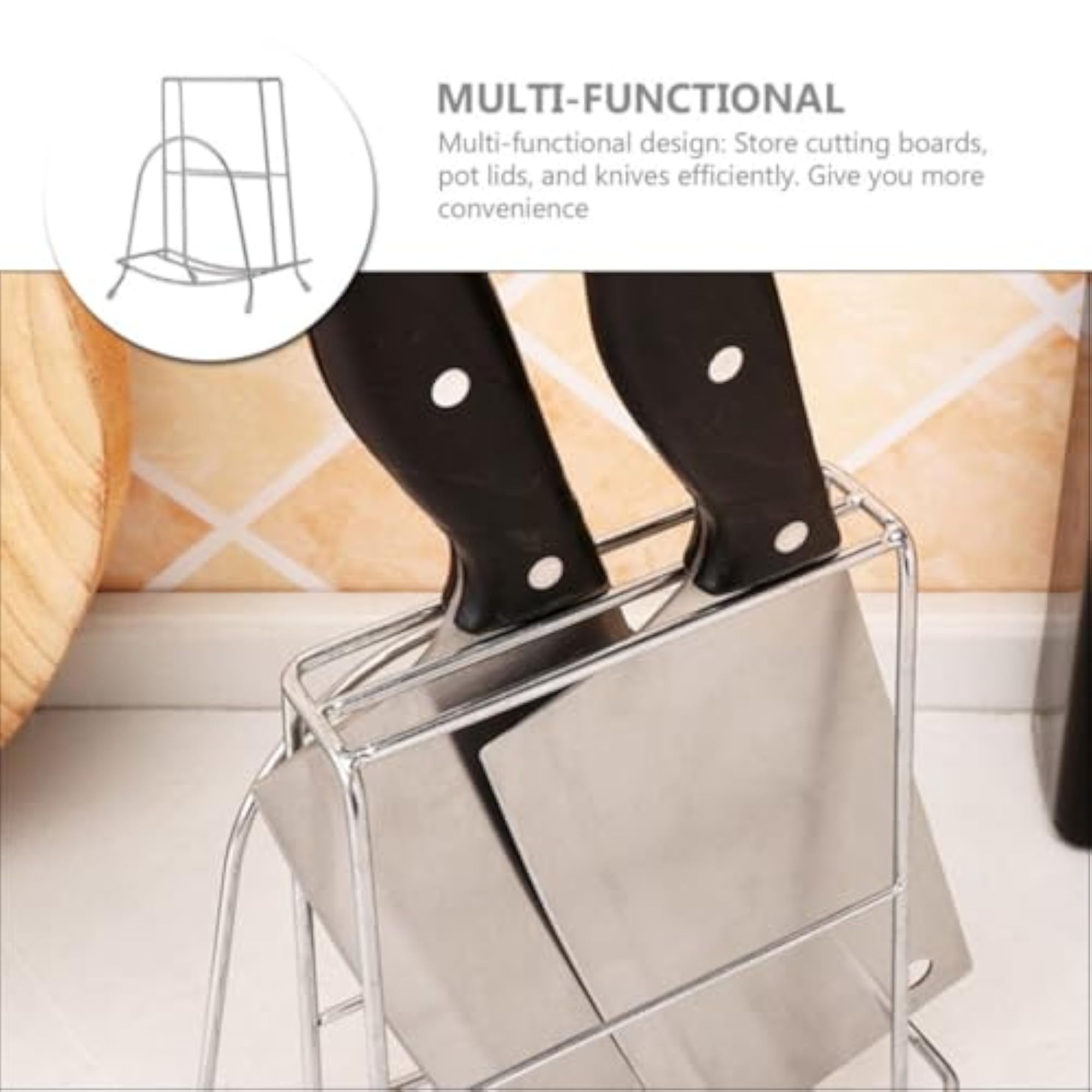 Stainless Steel Cutting Board Holder Rack for Pot Lids