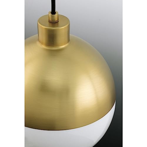 Progress Lighting Globe LED Collection 1-Light Opal Glass Mid-Century Modern Pendant Light Brushed Bronze by Progress Lighting - Image 4