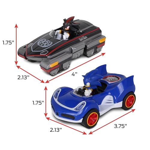 NKOK Sonic Transformed All-Stars Racing Pull Back Action: Shadow and Sonic Hedgehog, Two Vehicles, Video Game Legends, No Batteries Required, Pull Back – Release - and Watch it go, Small by NKOK - Image 2