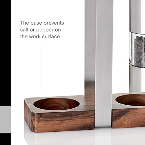 Adhoc Menage Classic Salt And Pepper Mill Gift Set - Glass Salt & Pepper Grinder Set - Fully Adjustable Salt & Peppercorn Mill - Mill Tray Included - Kitchen Tool & Gadget - Stainless Steel/Acacia, 6" #TOP2