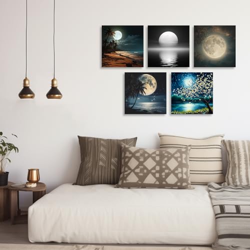 Tableau sur toile Lune Moon-E 61x61 cm paysage romantique - 3