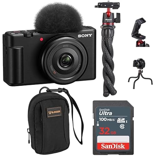 Sony ZV-1F Vlogging Camera, Black, Bundle with Extreme 32GB SD Card, Camera Bag, Tripod, for Point and Shoot Camera, Complete Sony Digital Vlog Camera Kit, Sony 1-Year Warranty